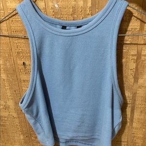 blue sleeveless crop top